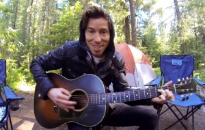 Shaun White strumming on the 'ol six string while on a family outing. 
